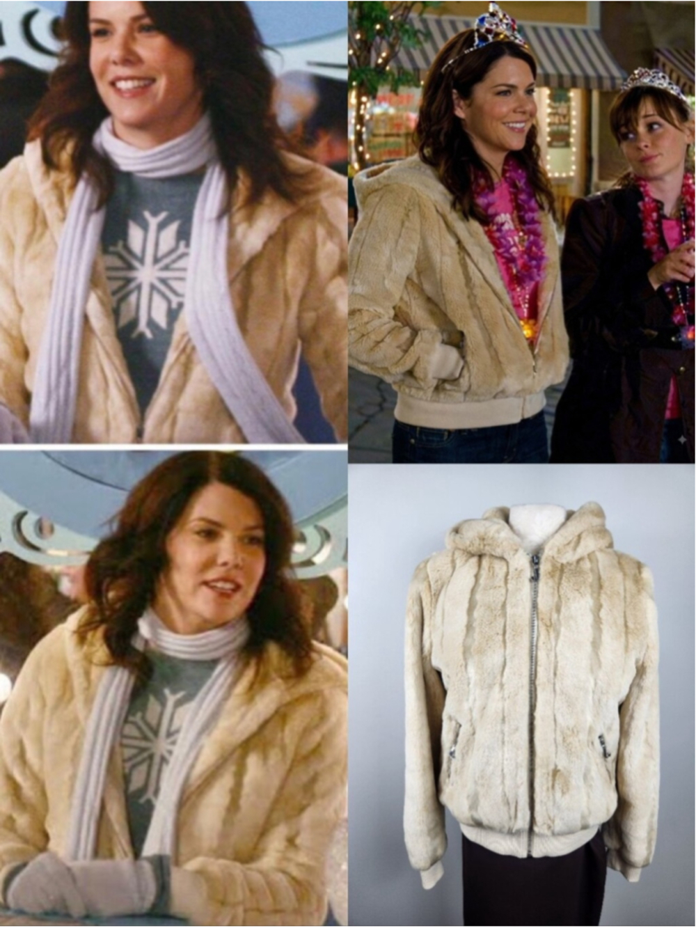 ASO Lorelai Gilmore Girls Juciy Couture Teddy Bear Faux Fur Jacket Hoodie Y2K